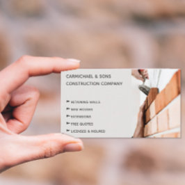 Modern Professional Bricklayer Builder Visitekaartje