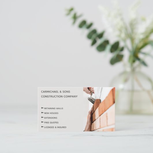 Modern Professional Bricklayer Builder Visitekaartje (Staand voorkant)