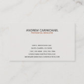 Modern Professional Bricklayer Builder Visitekaartje (Achterkant)