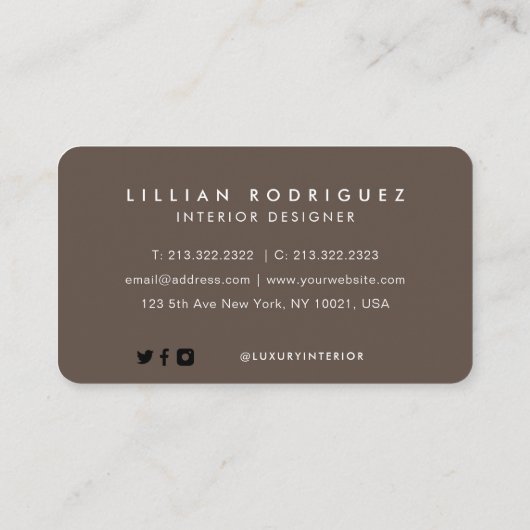 Modern Professional Brown Visitekaartje (Achterkant)
