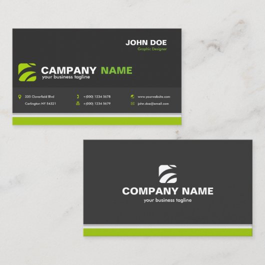 Modern Professional Business Card in Dark Gray Visitekaartje (Voorkant / Achterkant)