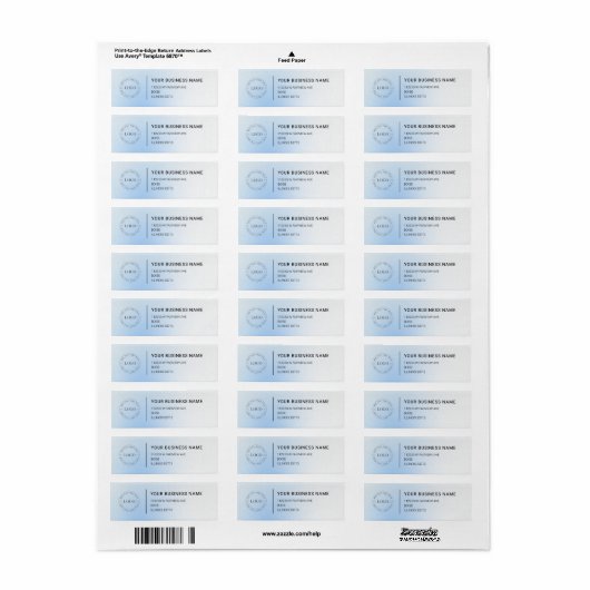 Modern Professional Business Return Address Etiket (Full Sheet)