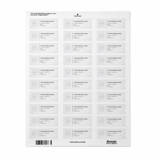 Modern Professional Business Return Address Etiket (Full Sheet)