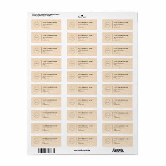 Modern Professional Business Return Address Etiket (Full Sheet)