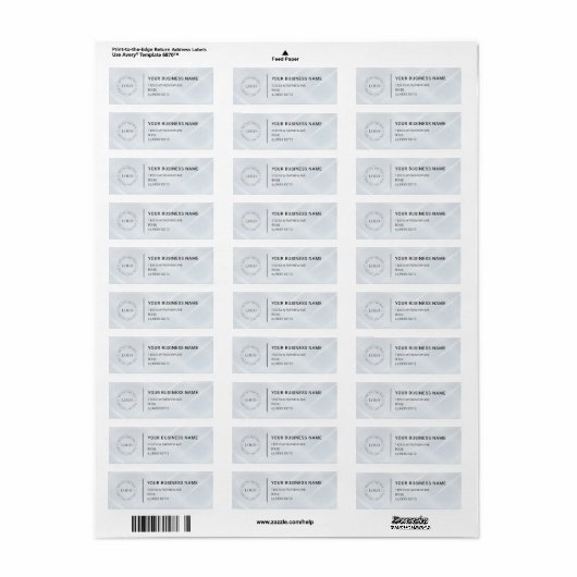 Modern Professional Business Return Address Etiket (Full Sheet)