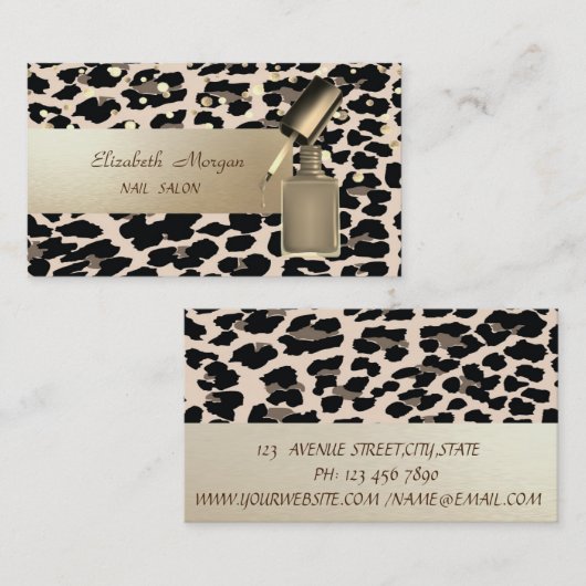 Modern Professional, Confetti, nagels Pools, luipa Visitekaartje (Voorkant / Achterkant)