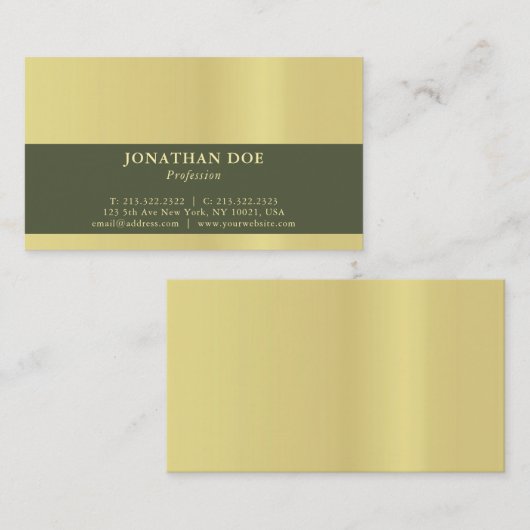 Modern Professional Creatief Zwart en Goud Luxe Visitekaartje (Voorkant / Achterkant)