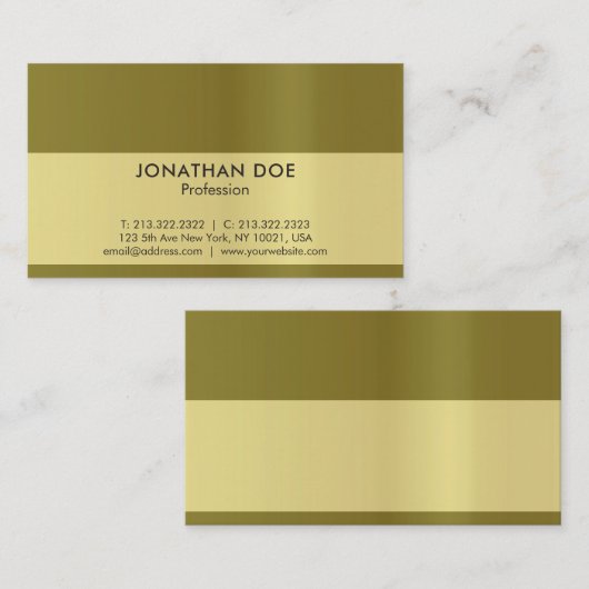 Modern Professional Creative Black en Gold Luxe Visitekaartje (Voorkant / Achterkant)