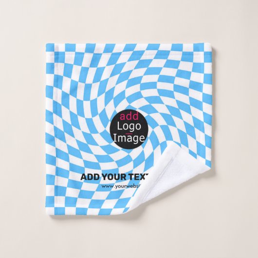 Modern Professional Custom Merk Checker Bleek Blue Washandje (Wasdoekje)