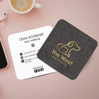 Modern & Professional Dog Walker Business Card Vierkante Visitekaartje