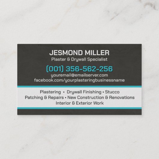 Modern Professional Drywall Plastering Services Visitekaartje (Achterkant)