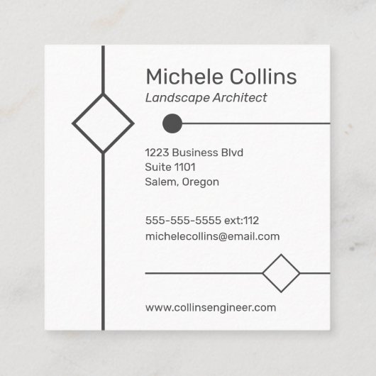 Modern Professional Elegance Square Visitekaartje (Achterkant)
