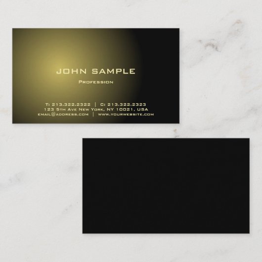 Modern Professional Elegant Black en Gold Matte Visitekaartje (Voorkant / Achterkant)