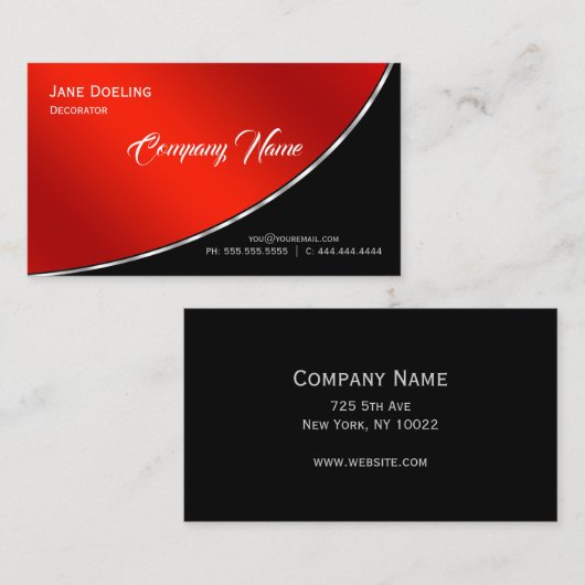 Modern Professional Elegant Bright Crimson Visitekaartje (Voorkant / Achterkant)