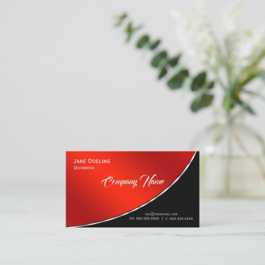 Modern Professional Elegant Bright Crimson Visitekaartje (Staand voorkant)