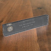 Modern Professional Elegant Matte Black Obsidian Naambordje (Zijkant)