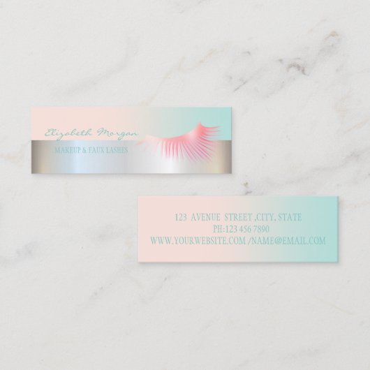 Modern Professional Faux Lashes, zilver Mini Visitekaartje (Voorkant / Achterkant)