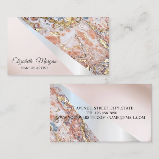 Modern Professional Geometric, Ombre Marble Visitekaartje (Voorkant / Achterkant)