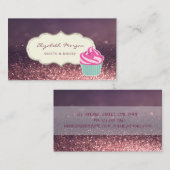 Modern Professional, Glitter Bokeh, Cupcake Bakery Visitekaartje (Voorkant / Achterkant)