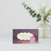 Modern Professional, Glitter Bokeh, Cupcake Bakery Visitekaartje (Staand voorkant)