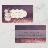 Modern Professional, Glitter Bokeh, Cupcake Macaro Visitekaartje (Voorkant / Achterkant)