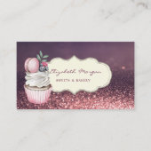 Modern Professional, Glitter Bokeh, Cupcake Macaro Visitekaartje (Voorkant)
