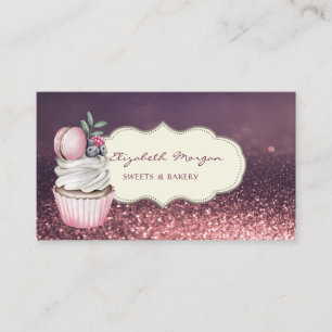 Modern Professional, Glitter Bokeh, Cupcake Macaro Visitekaartje