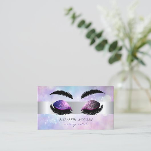 Modern Professional Glitter Lashes Makeup Visitekaartje (Staand voorkant)