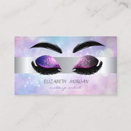 Modern Professional Glitter Lashes Makeup Visitekaartje (Voorkant)