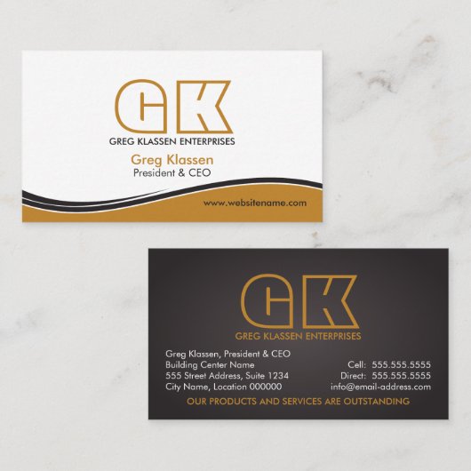 Modern Professional Gold Brown Visitekaartje (Voorkant / Achterkant)
