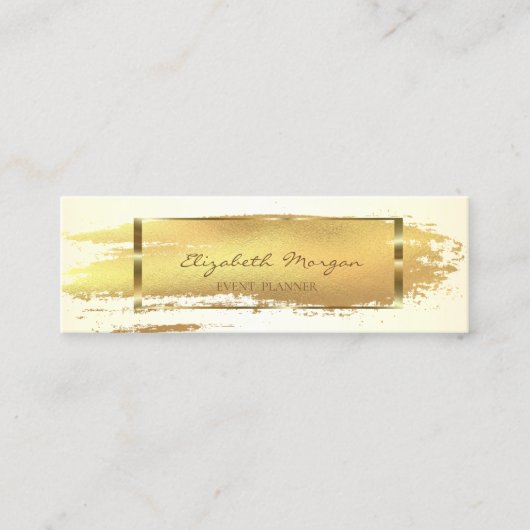 Modern Professional Gold Brush Stroke, Gold Lijst Mini Visitekaartje (Voorkant)