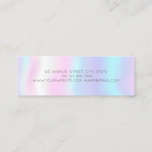 Modern Professional Gold Brush Stroke Holographic Mini Visitekaartje (Achterkant)