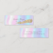Modern Professional Gold Brush Stroke Holographic Mini Visitekaartje (Voorkant / Achterkant)