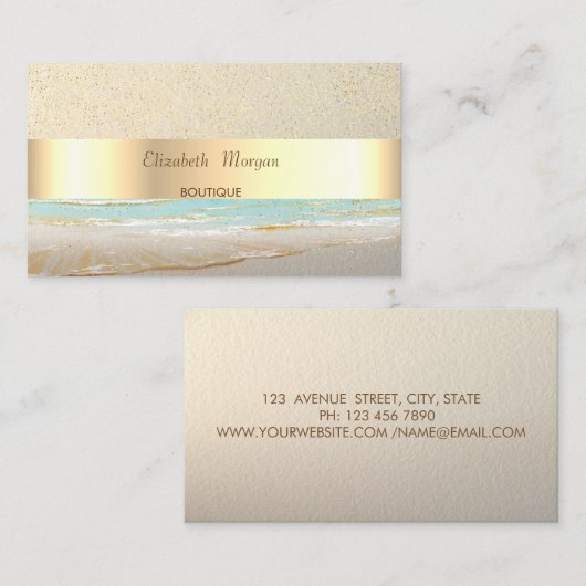 Modern Professional, Gold Confetti, Stripe Visitekaartje (Voorkant / Achterkant)