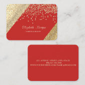 Modern Professional, Gold Glittery Diamonds, rood Visitekaartje (Voorkant / Achterkant)