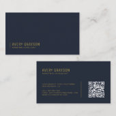 Modern Professional Gold Navy Blue QR Code Visitekaartje (Voorkant / Achterkant)