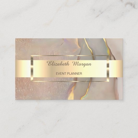 Modern Professional Gold Stripe Pink Opal Visitekaartje (Voorkant)