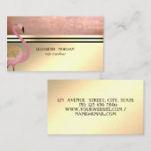 Modern Professional Gold, Stripes, Roze Flamingo Visitekaartje (Voorkant / Achterkant)