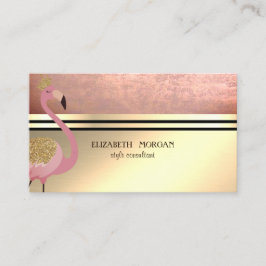 Modern Professional Gold, Stripes, Roze Flamingo Visitekaartje