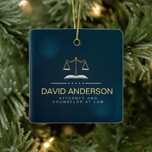 Modern Professional Green Gold Lawyer Keramisch Ornament (Boom)