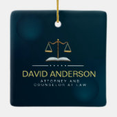 Modern Professional Green Gold Lawyer Keramisch Ornament (Achterkant)