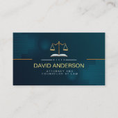 Modern Professional Green Gold Lawyer Visitekaartje (Voorkant)