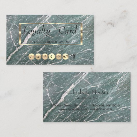 Modern Professional Green Marble Loyalty Kaart