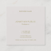 Modern Professional Green Plain Gold Monogramed Vierkante Visitekaartje (Achterkant)