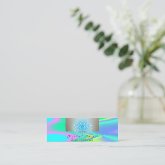 Modern Professional, Lotus, Holographic Mini Visitekaartje (Staand voorkant)