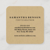 Modern Professional Minimalist Rustic Kraft Hallo Vierkante Visitekaartje (Achterkant)