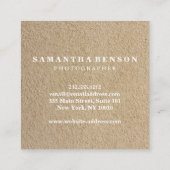 Modern Professional Minimalist Rustic Kraft Hallo Vierkante Visitekaartje (Achterkant)