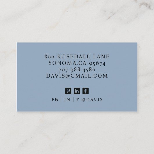 Modern Professional Monogram Blue Visitekaartje (Achterkant)