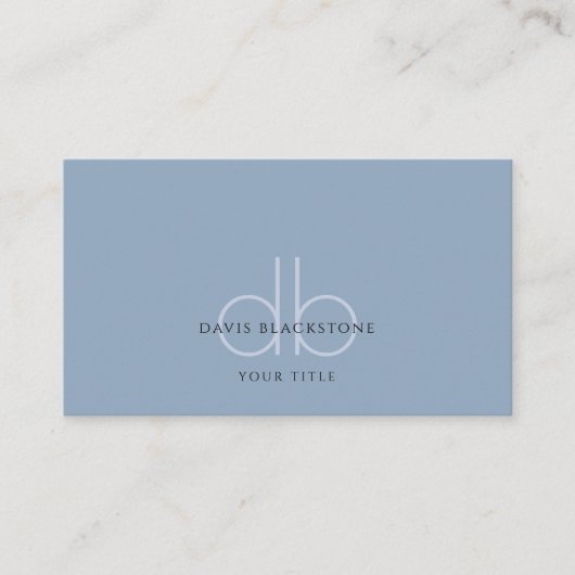 Modern Professional Monogram Blue Visitekaartje (Voorkant)