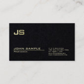 Modern Professional Monogram Premium Deep Black Visitekaartje (Voorkant)